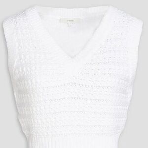White V-Neck Knit Sweater Vest